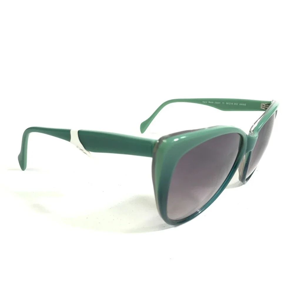 Morgenthal Frederics Sunglasses 262 ANNE Green Cat Eye Frames w/ Purple Lenses